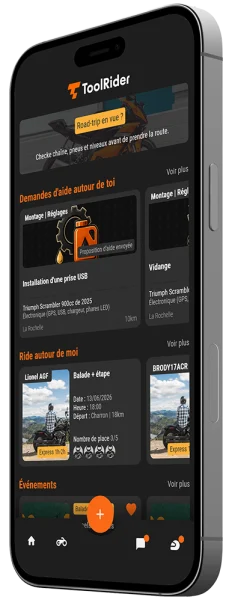 Aperçu de l'application ToolRider sur mobile