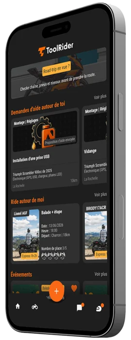 Aperçu de l'application ToolRider sur mobile